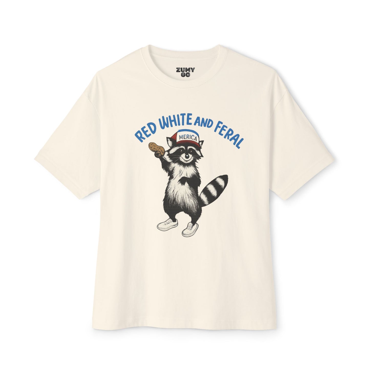 Funny Red White and Feral Unisex Oversized Tee