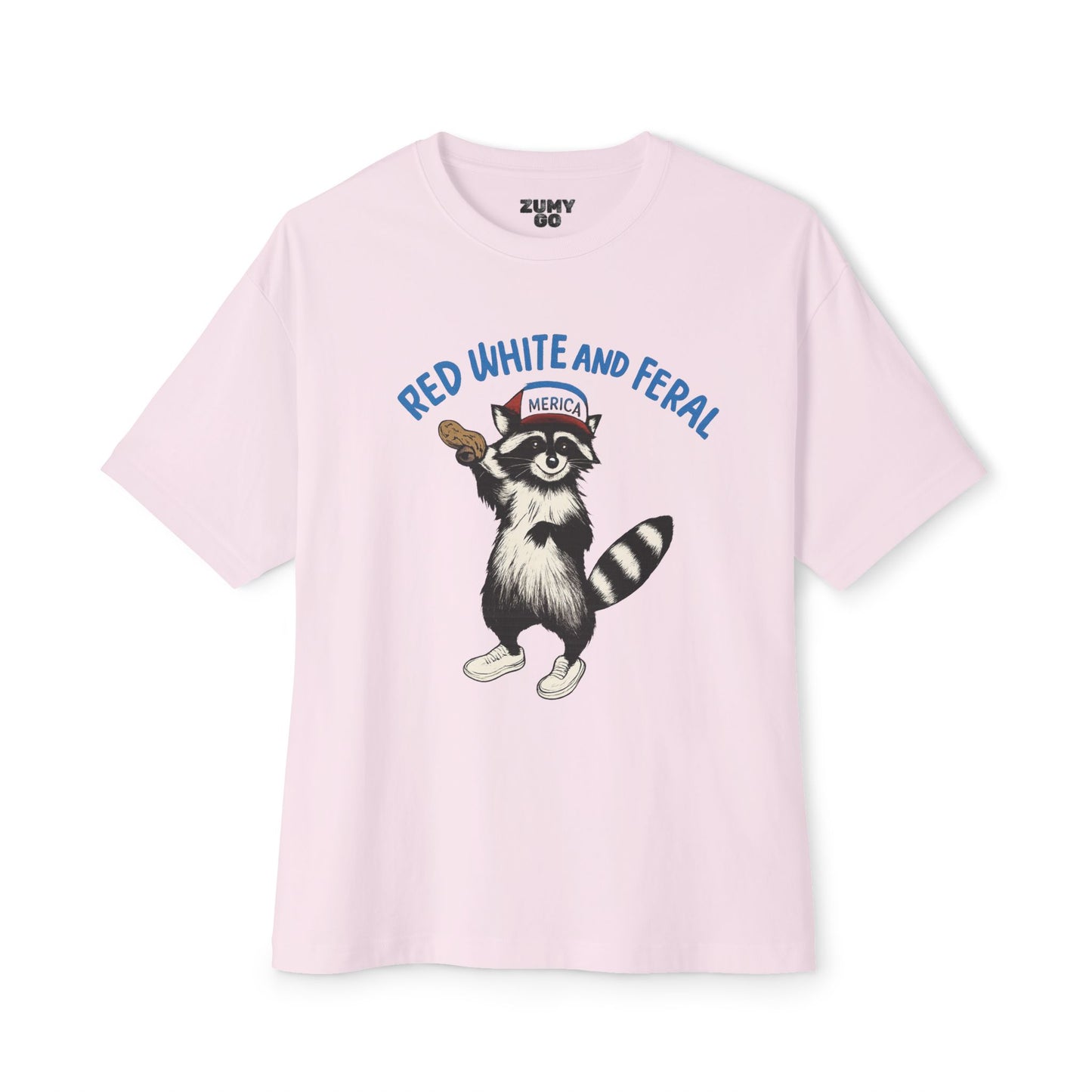 Funny Red White and Feral Unisex Oversized Tee