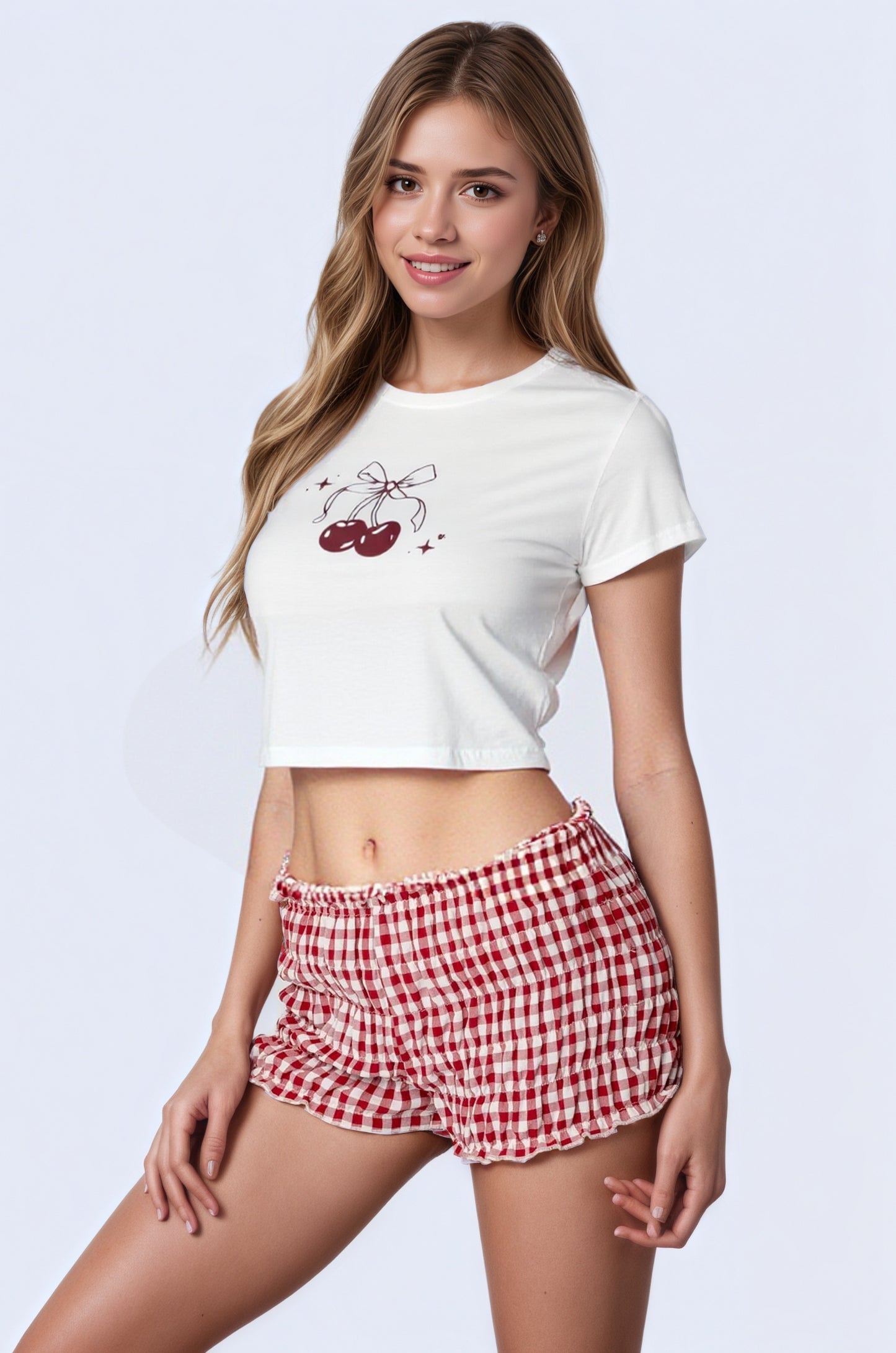 Cherries Graphic Cropped Top