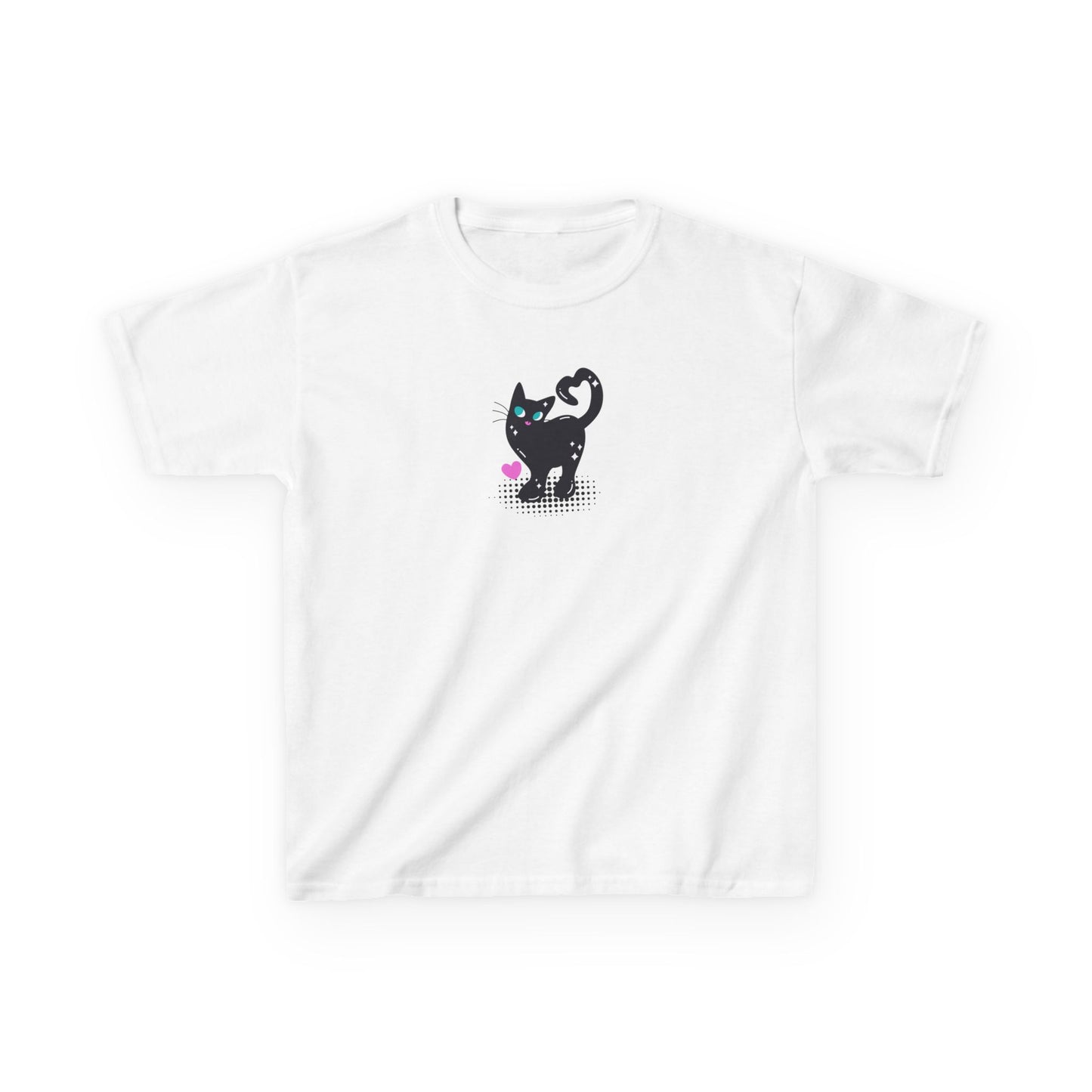 Black Cat Graphic Cropped T-Shirt