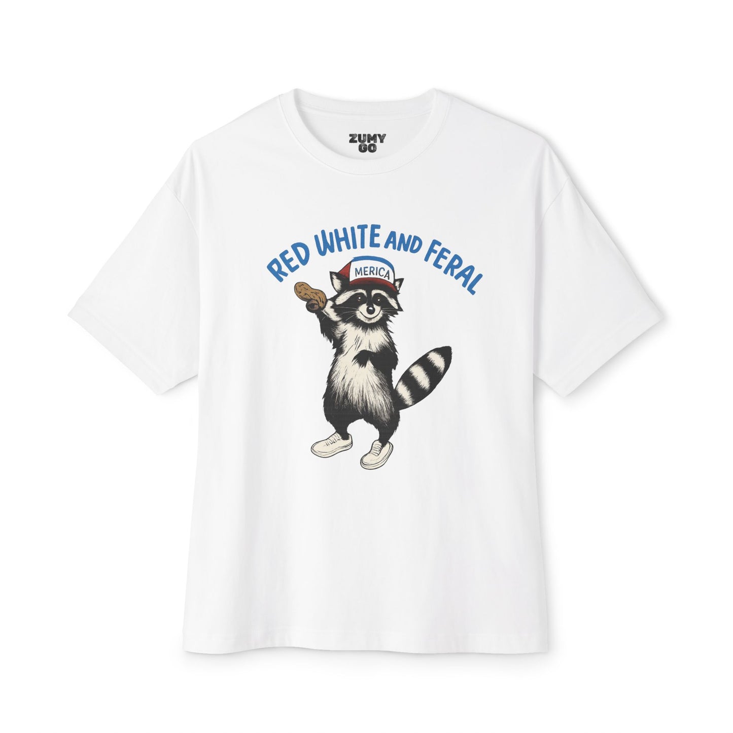 Funny Red White and Feral Unisex Oversized Tee