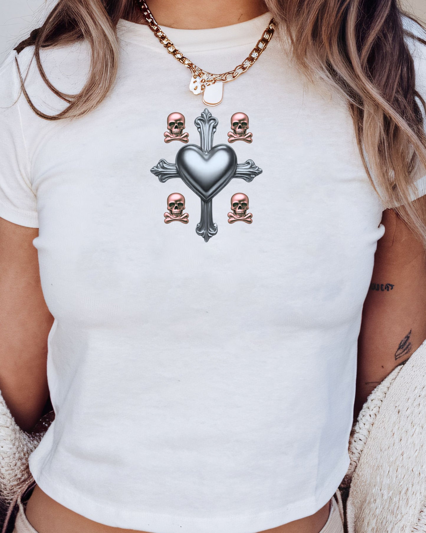 Cyber Heart Graphic Cropped Tee
