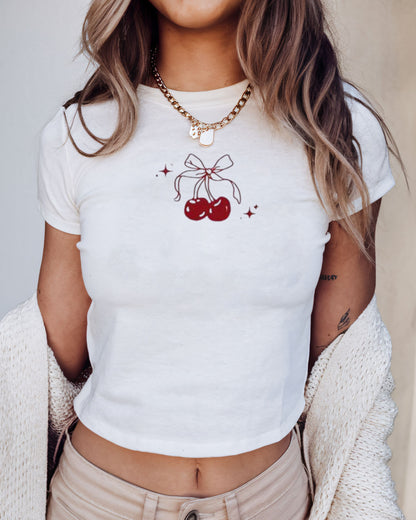 Cherries Graphic Cropped Top