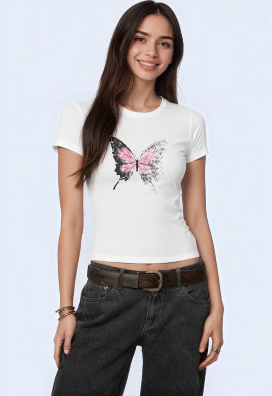 Butterfly  Graphic Cropped Tee