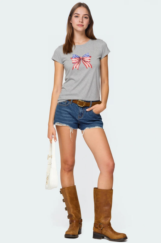 July 4th Bow Tee