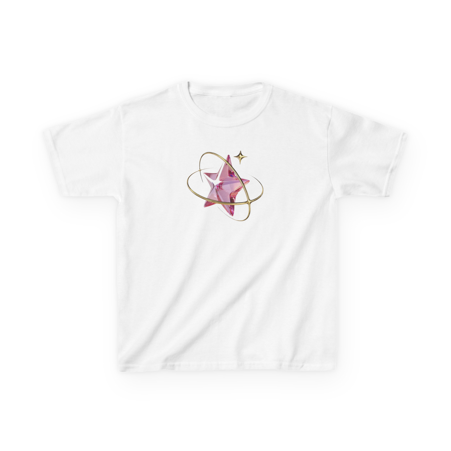 Pink Star Graphic Cropped Tee